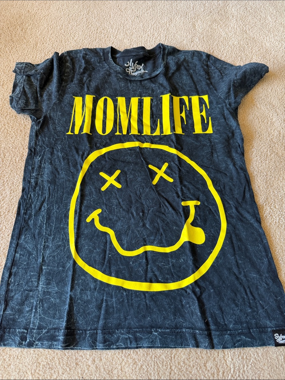 MomLife Graphic Tee by SlyFox - Black with Yellow Print